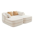 thumbnail image 6 of Aukfa 77" Double Chaise Sleeper Sofa, 2-Piece Modular Sectional, Teddy Velvet, White, 6 of 11