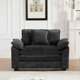 thumbnail image 6 of Cloud Sofa Single Seat (Ottoman is not included), Modern Sectional Couch, for Living Room Bedroom and Apartment, Comfy Double Layer Upholstered Seat Cushion, Breathable Chenille Fabric, Black,SW5041B, 6 of 9