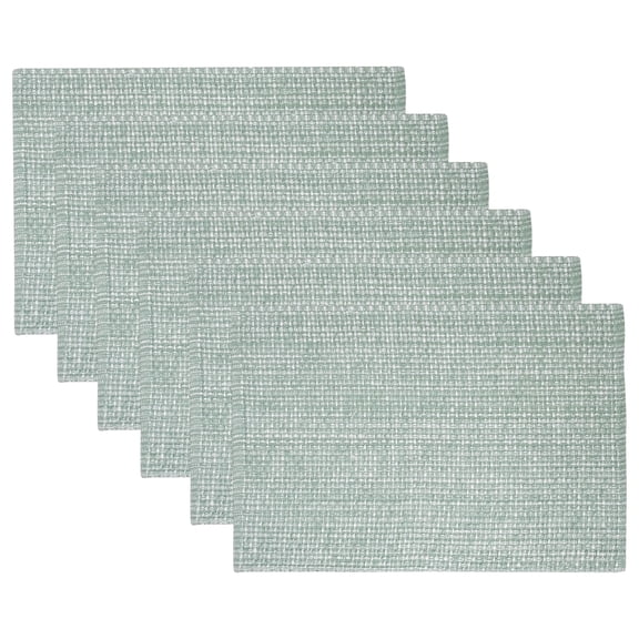 100% Cotton Two Tone Woven 13" x 19" Kitchen & Dining Room Placemats, 6-Pack - Pale Green
