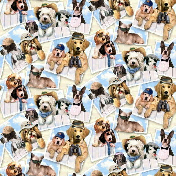 Cool Dogs on Framed on Fence Pattern Premium Roll Gift Wrap Wrapping Paper