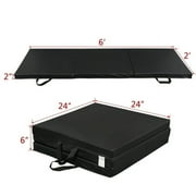 ZENY 6 x 2 Folding Gym Mat Tri-Fold Aerobics Workout Floor Mat, Black 2 Thickness