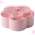thumbnail image 2 of Transparent Lid Snacks Case Dried Fruit Divided Plate Food Snack Tray Nuts Candy Storage Box Flower Shaped Storage Case (Pink Double-layer), 2 of 8
