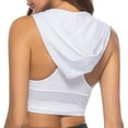 thumbnail image 3 of Women Fashion Hoodie Sports Bra Crop Top - Polyester Spandex Fitness Sportswear with Handkerchief Hemline - S-XL Sizes, Multiple Colors, 3 of 6