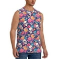 thumbnail image 2 of Kdxio colorful Skull flower daisy for Men's Muscle T-shirt,Sleeveless for Workout Running Athletic Gym Lounge Casual, 2 of 5