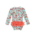 thumbnail image 2 of renvena Baby Girls Long Sleeve Floral Ruffle Swimsuit One Piece Rash Guard Swimwear with Zipper, 2 of 7