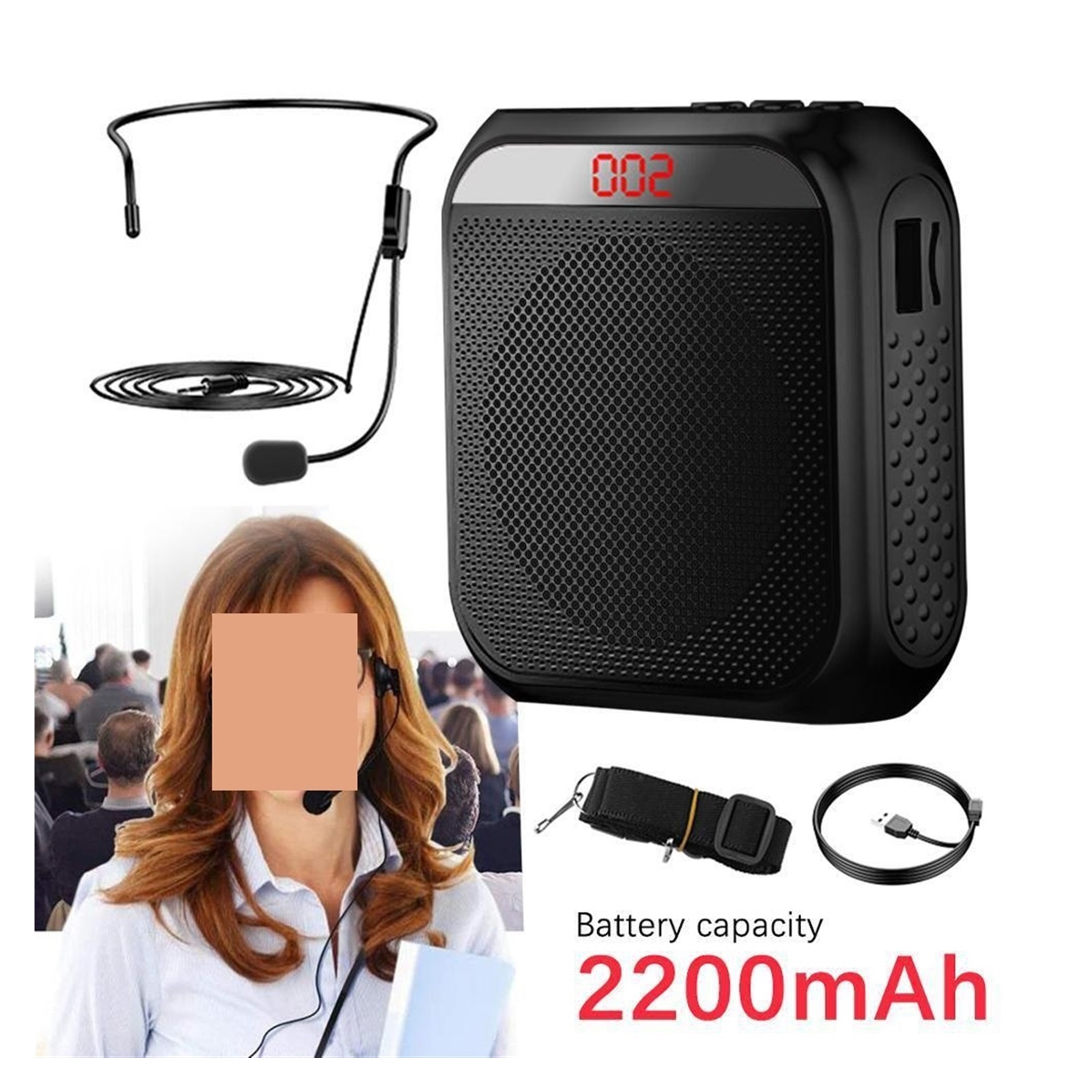 Voice Amplifier Megaphone Mini Audio Speaker With Microphone Rechargeable Ultralight Loudspeaker For Teachers ,Easy to Operate