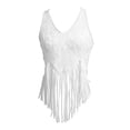 thumbnail image 4 of WEIWEN V Neck Tank Tops for Women Fashion Sleeveless Going Out Top Western Sheer Lace Mesh Irregular Fringe Hem Crop Shirts Summer Outfits tx02-White, L, 4 of 4