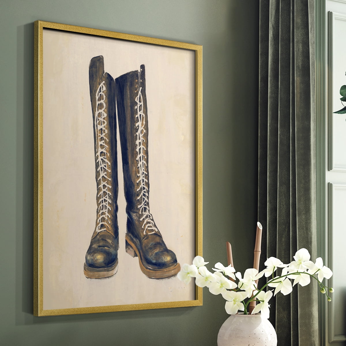 The Shoe Fits III V1 Framed Print in Gold Solid Wood Framed Print No Nail Hanging