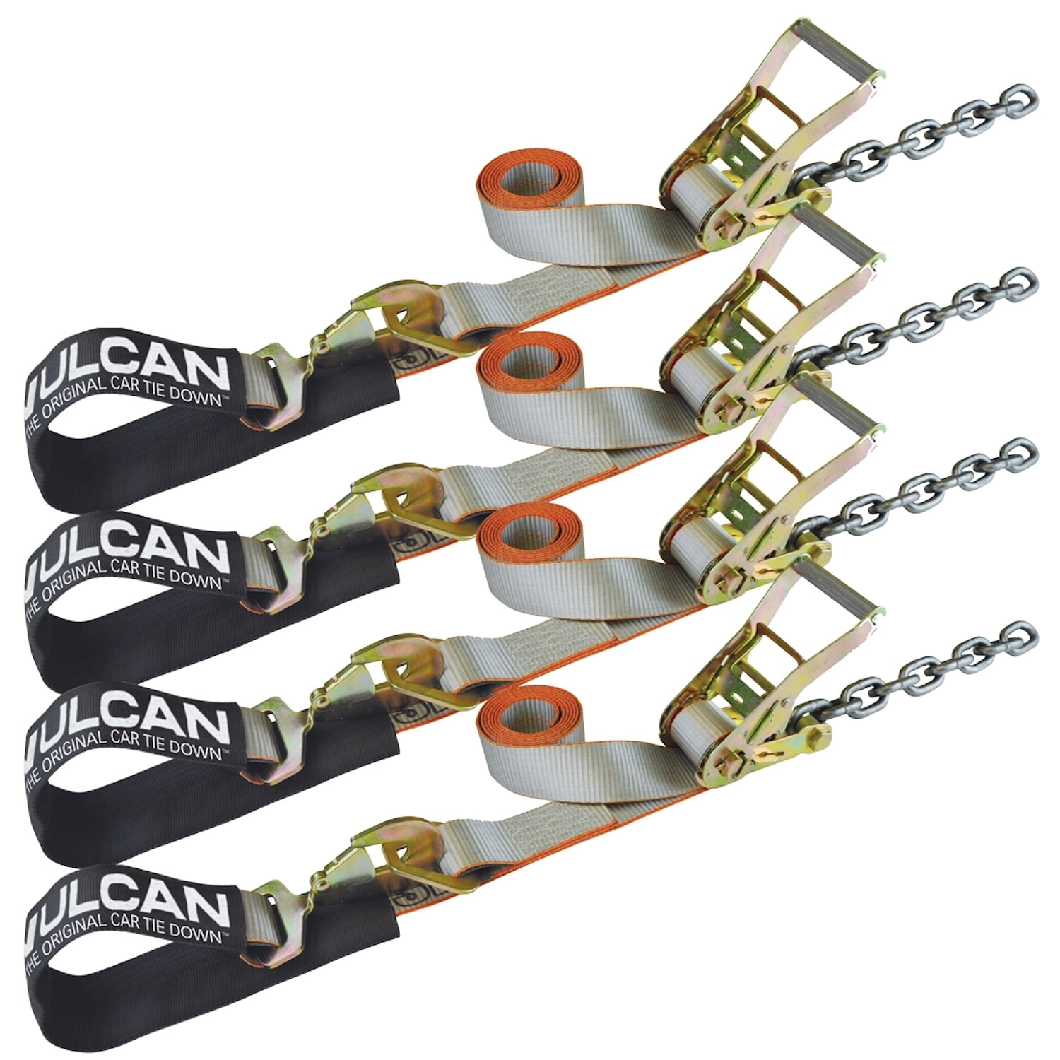 VULCAN Axle Tie Down Combo Strap with Chain Tail Ratchet 2 Inch x 114