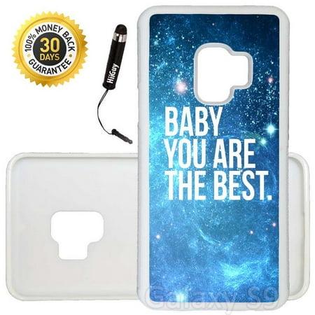 Custom Galaxy S9 Case (lue Star Nebula Best Quote) Edge-to-Edge Rubber White Cover Ultra Slim | Lightweight | Includes Stylus Pen by (Best Rubber For Looping)