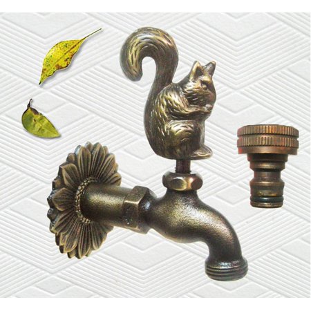 Brass Squirrel Garden Outdoor Faucet with a Brass Connecter - 3/4" Inches Pipe Thread