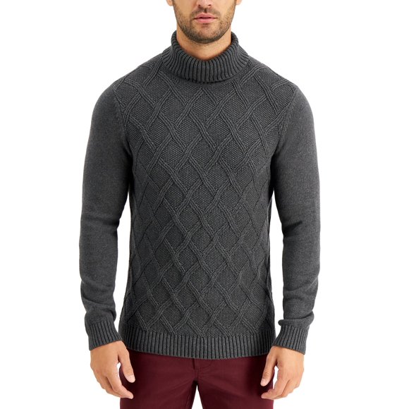 Tasso Elba Men’s Chunky Turtleneck Sweater (Dark Gray, XX-Large)