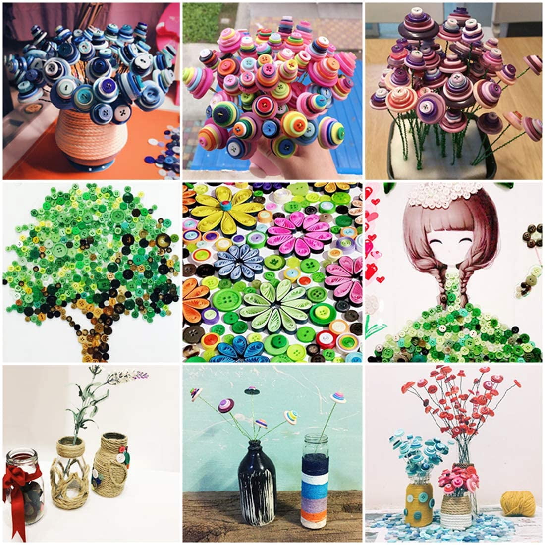 1200 Pieces Green Resin Buttons, Round Craft Buttons Sewing Buttons, Assorted Sizes for DIY Button Painting, Handmade Ornaments