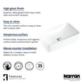 thumbnail image 4 of Karran Usa Vc-507 Valera 19" Rectangular Vitreous China Vessel Bathroom Sink - White, 4 of 5