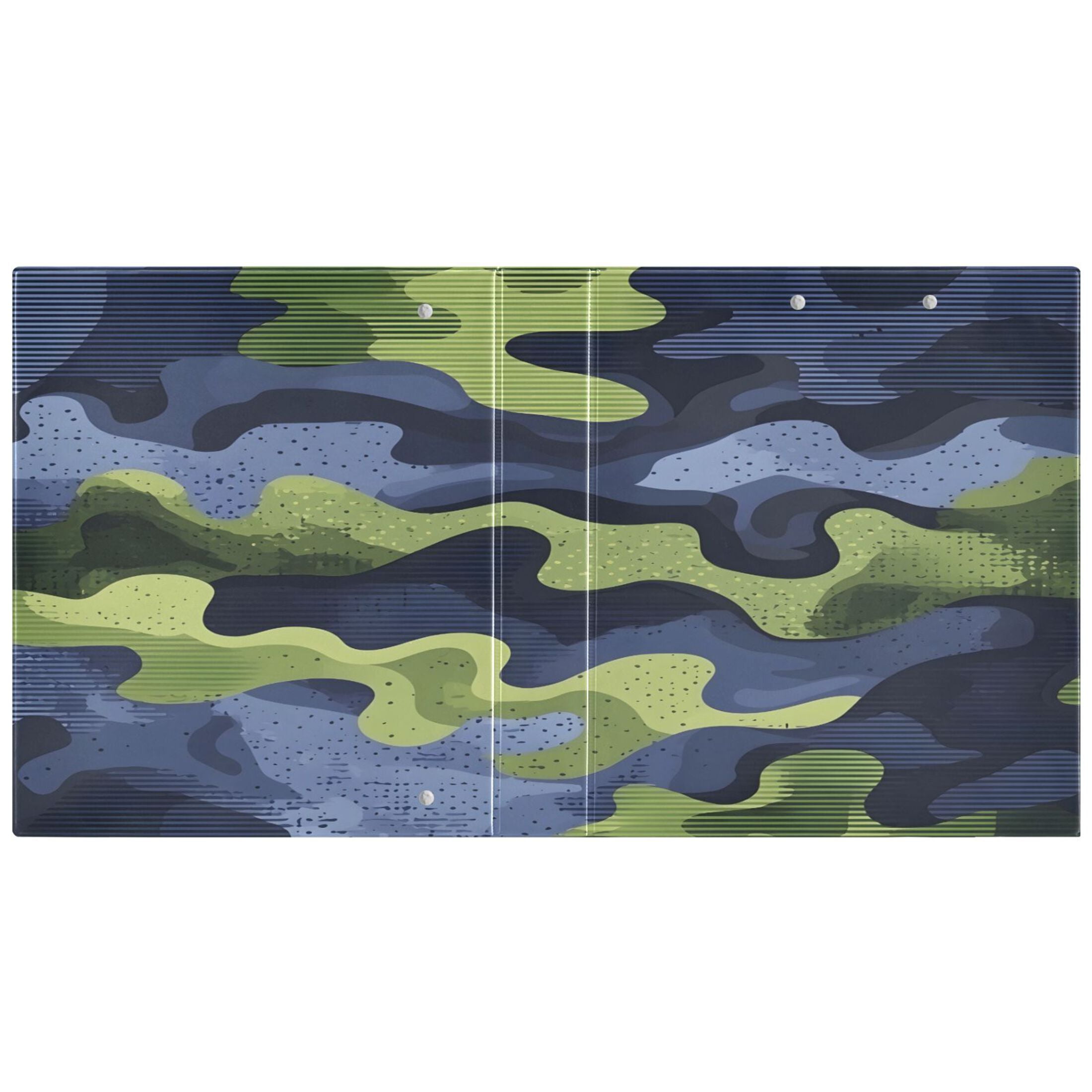Camouflage Pattern 12.4x10.6in PVC Round Ring Binder, D-Ring 3-Hole, Metal Clip, 200 Sheets