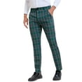 thumbnail image 5 of Pantalones de traje clásicos de ajuste regular de cuadros para hombre Inspire Chic, con frente plano y cintura elástica, 38 verde, 5 of 5