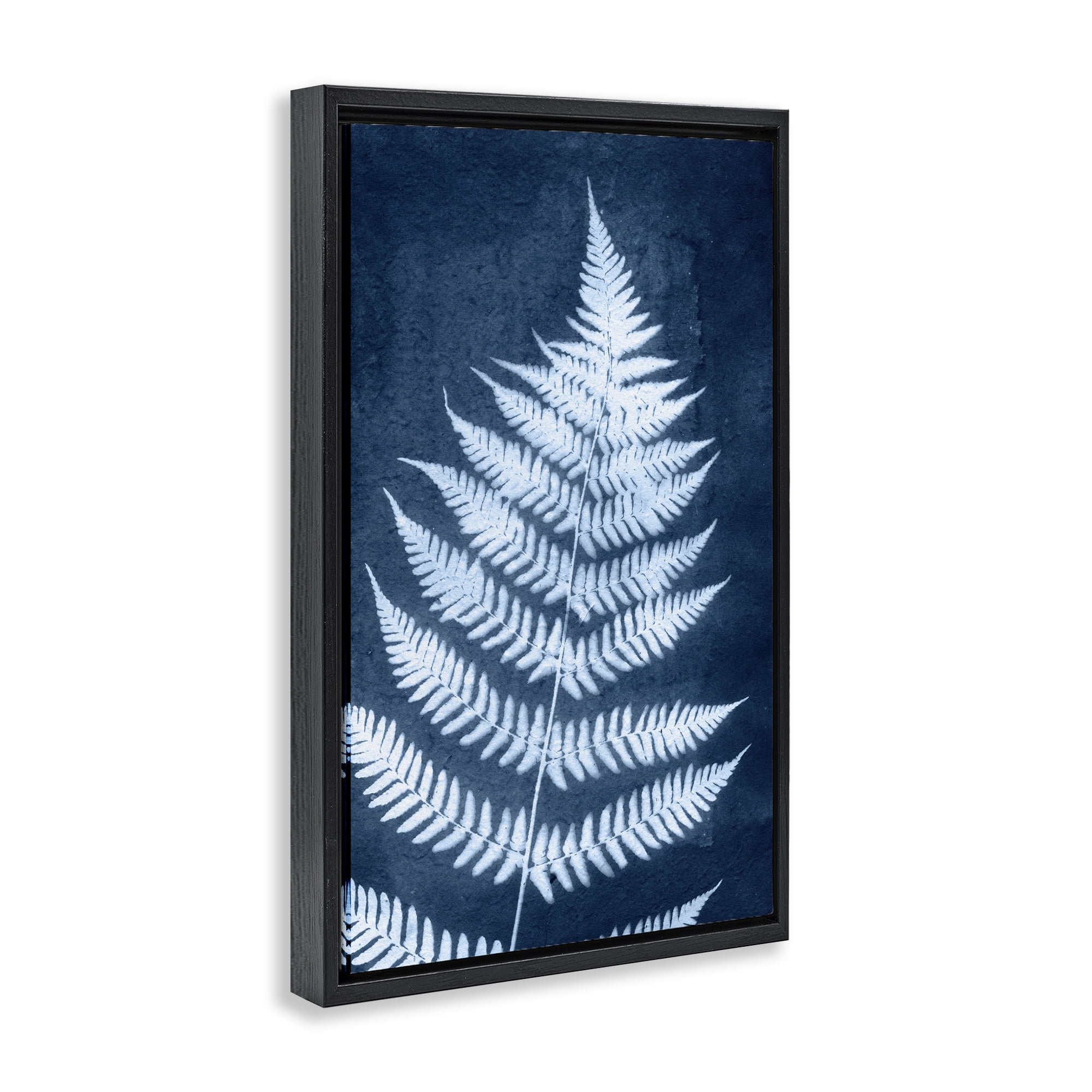 Stupell Industries Blue Natural Fern Botanical & Floral Painting Black Floater Framed Art Print Wall Art, 17 x 25