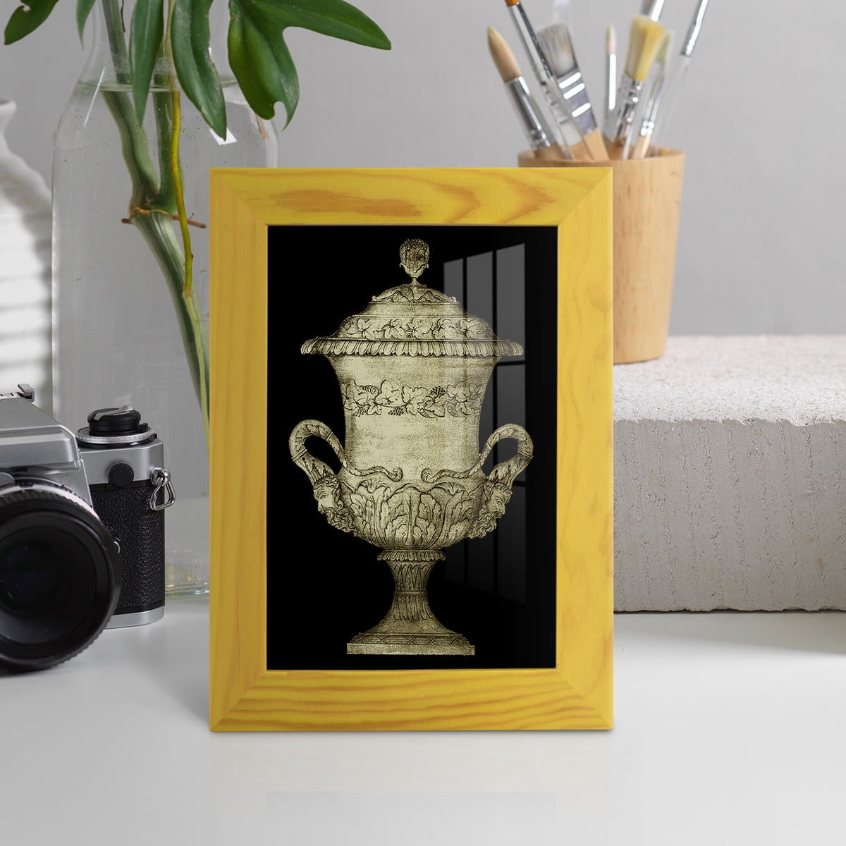 Garden Antiquities IV -Framed Print w/glass-Sunflower Yellow