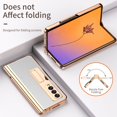 thumbnail image 7 of Dteck Case for Samsung Galaxy Z Fold4 with Pen Holder, PU Leather Pattern +  Tempered Glass Screen Protector + Plating All-Inclusive Hinge Protector Case Kickstand Cover for Samsung Z Fold4,White, 7 of 7