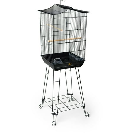 Prevue Pet Products 262 Black Penthouse Suites Crown Roof Cage with Stand - 52.6"h x 16"w x 16"l