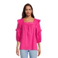thumbnail image 2 of The Pioneer Woman Square Neck Blouse with Ruffle Sleeves, Women's, 2 of 6