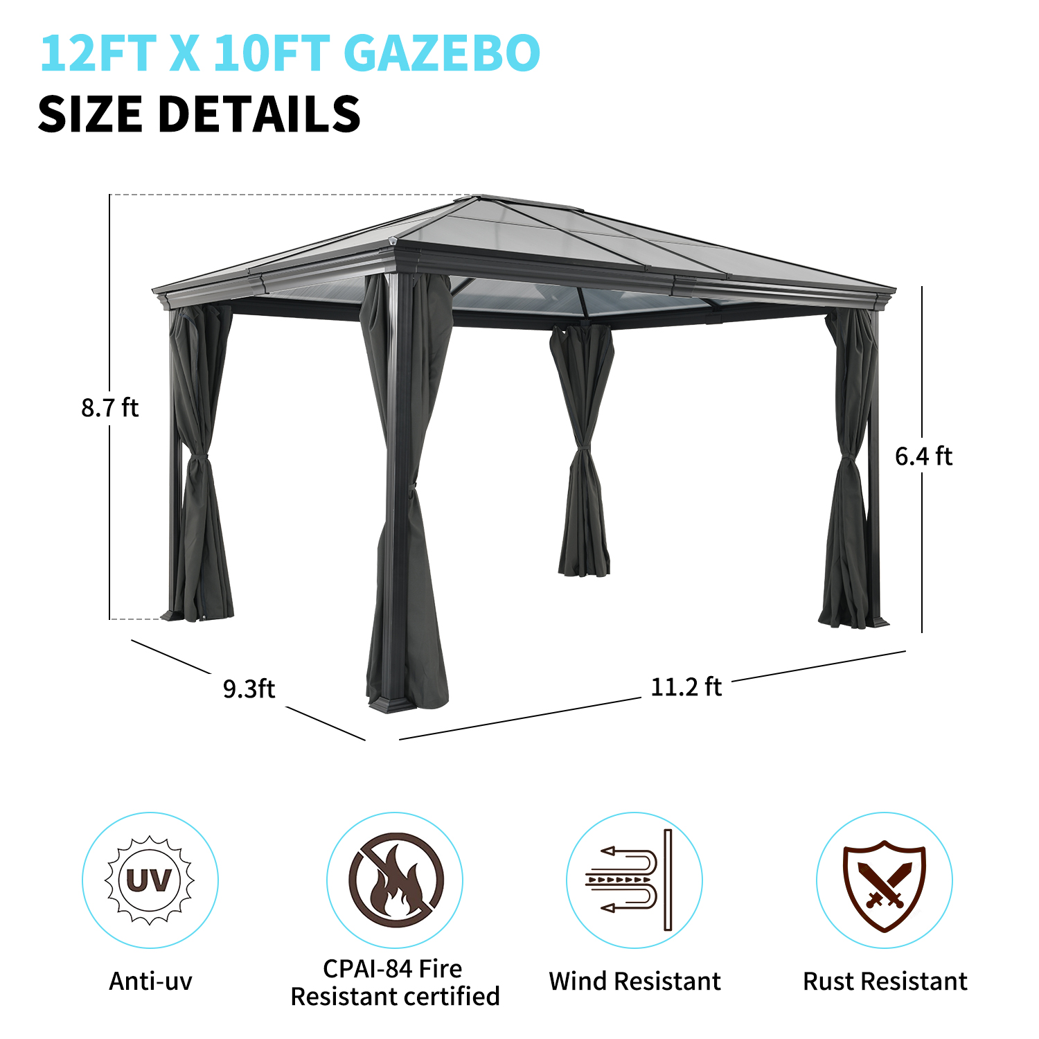 Buy Essential Lounger Outdoor Gazebo 10x12 with Privacy Curtains and