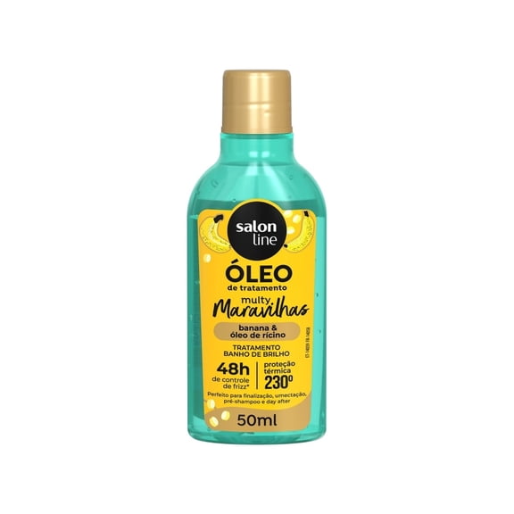 Salon Line - Linha Multy (Maravilhas) - Oleo de Tratamento Banana e Oleo de Ricino 50 Ml - (Multy (Wonderful) Collection - Banana and Castor Oil Treatment Oil 1.69 Fl Oz)
