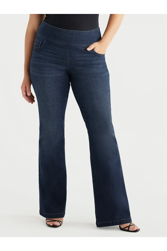 Sofia by Sofia Vergara Women's and Women's Plus Melisa Flare High Rise Pull On Jeans, 30.5", 32.5" and 34.5" Inseams, Sizes 0-28