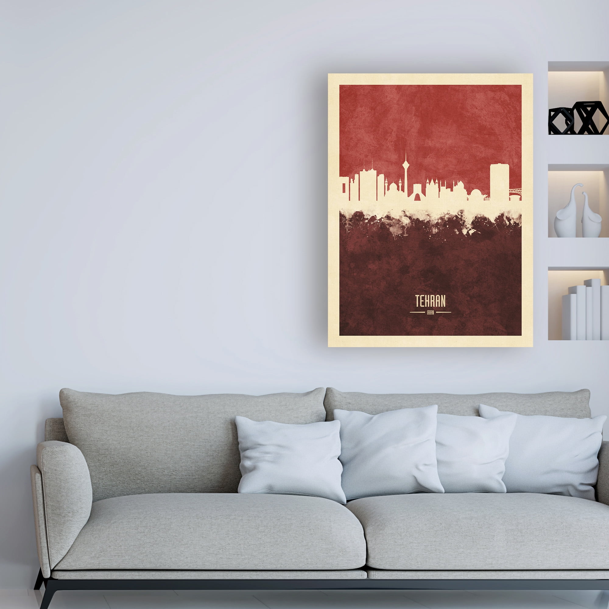 Trademark Fine Art 'Tehran Iran Skyline Red II' Canvas Art by Michael Tompsett