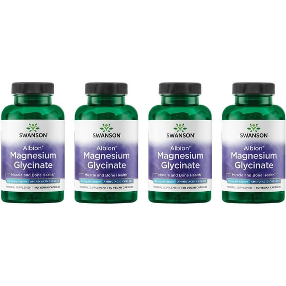 Swanson Chelated Magnesium 133 Milligrams 90 Capsules (4 Pack)
