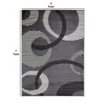 thumbnail image 4 of 84 X 60 Inches Polyester Rug with Abstract Geometric Striped Rings, Gray and White- Saltoro Sherpi, 4 of 4
