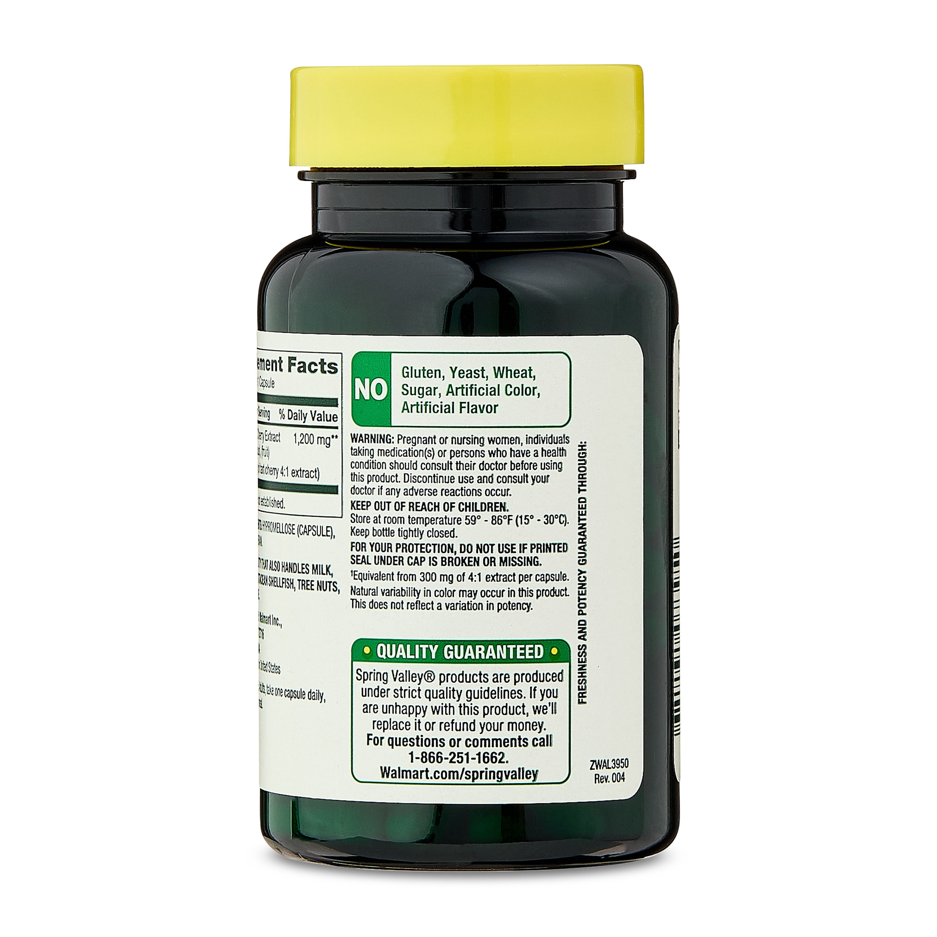 Spring Valley Tart Cherry Extract Dietary Supplement Vegetarian Capsules for Antioxidant Support , 1200 mg, 90 Count