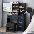 Vanity Desk with LED Sliding Mirror Dressing with 4 Drawers and Stool