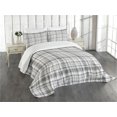thumbnail image 3 of Ambesonne Geometric Quilted Bedspread Set 3 Pcs, Vertical Line Square, King Size, Grey White, 3 of 5