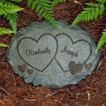 Personalized Two Hearts Garden Stone (Best Price On Pavers)