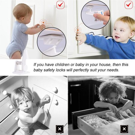 Walfront 10 Pcs Set Baby Safety Locks Cabinet Lock Invisible Child