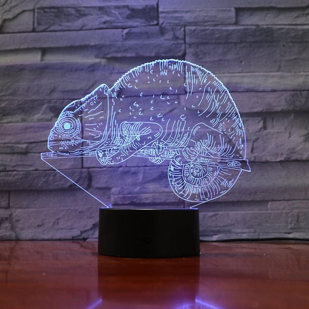 Lámpara de mesa con luz nocturna Chameleon 3D LED para dormitorio infantil