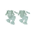 thumbnail image 3 of Aojekbee Baby Girls Fall Outfits Letter Print Long Sleeves Romper and Elastic Daisy Flared Pants Headband Set 3 Piece Clothes, 3 of 10