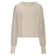 thumbnail image 7 of Ediodpoh Women's Fashion Hoodless Sweatshirt Long Sleeve Backless Loose Fit Casual Tops Athletic Comfortable Breathable Streetwear Womens Sweatshirts Beige XXL, 7 of 7