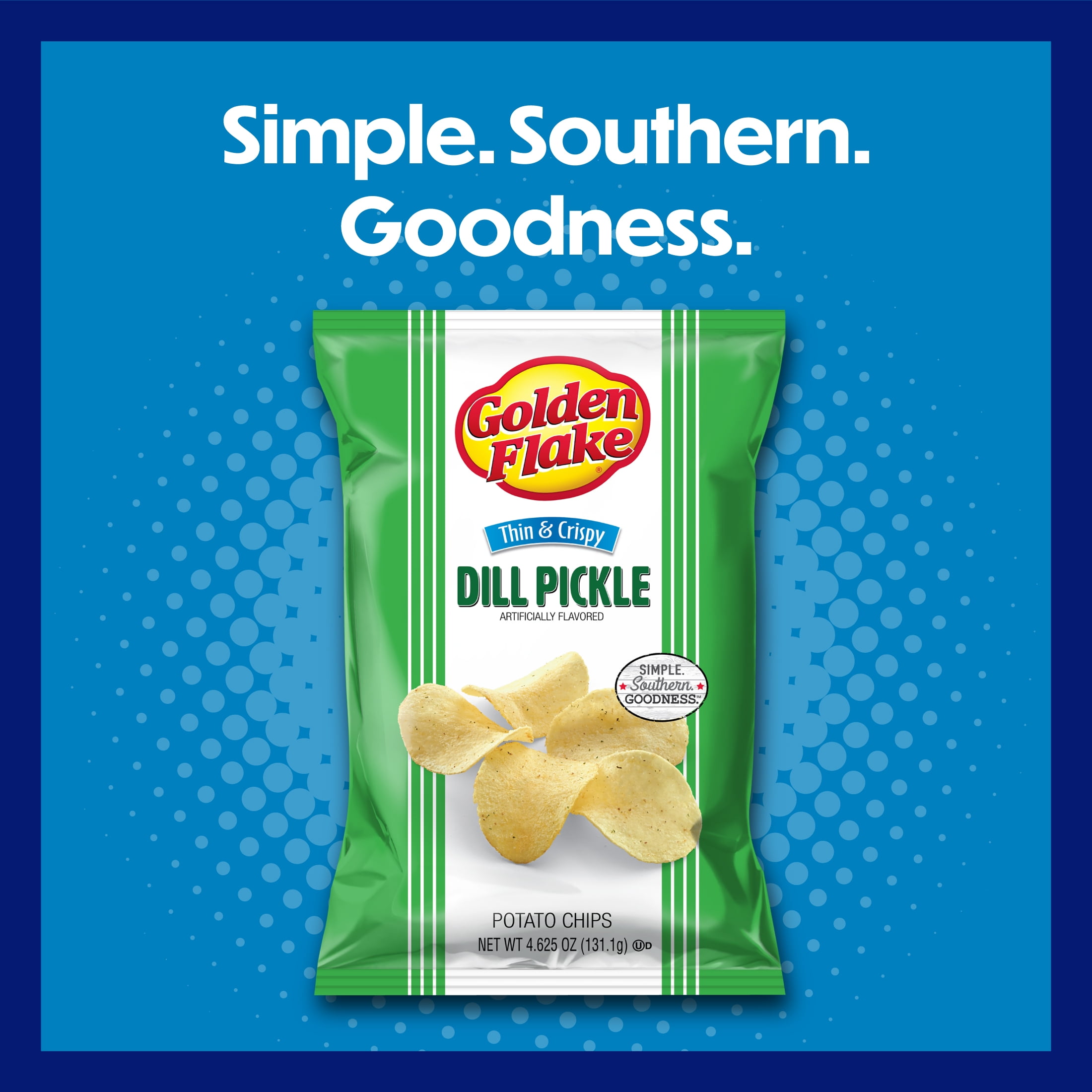 (3 pack) Golden Flake Dill Pickle Thin & Crispy Potato Chips, Gluten-Free, 4.625 oz Bag