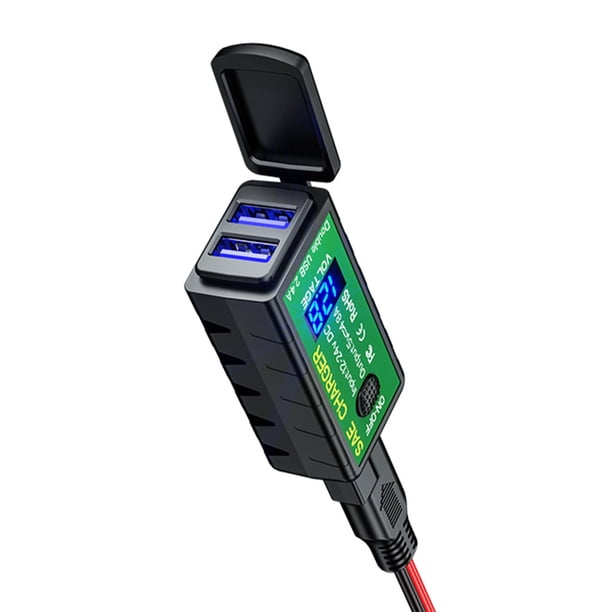 Adaptador Cargador Motocicleta SAE A USB Dual para GPS (4.8A Dual USB A)
