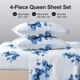 thumbnail image 5 of Flymme Blue Butterfly Queen Sheet Set, 4 Pieces Soft Bedding Queen Sheet Set,Breathable and Cooling Sheets for Bedroom Guest Rooms,Dorms, 5 of 8