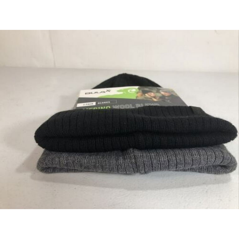 BULA Merino Wool Blend Beanie Hat, Set of 2, Black & Gray Unisex, One Size  - NEW