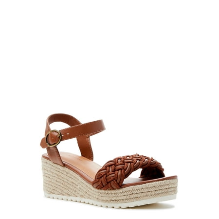 

Time and Tru Women s Braided Wedge Sandals - Wide Width Available