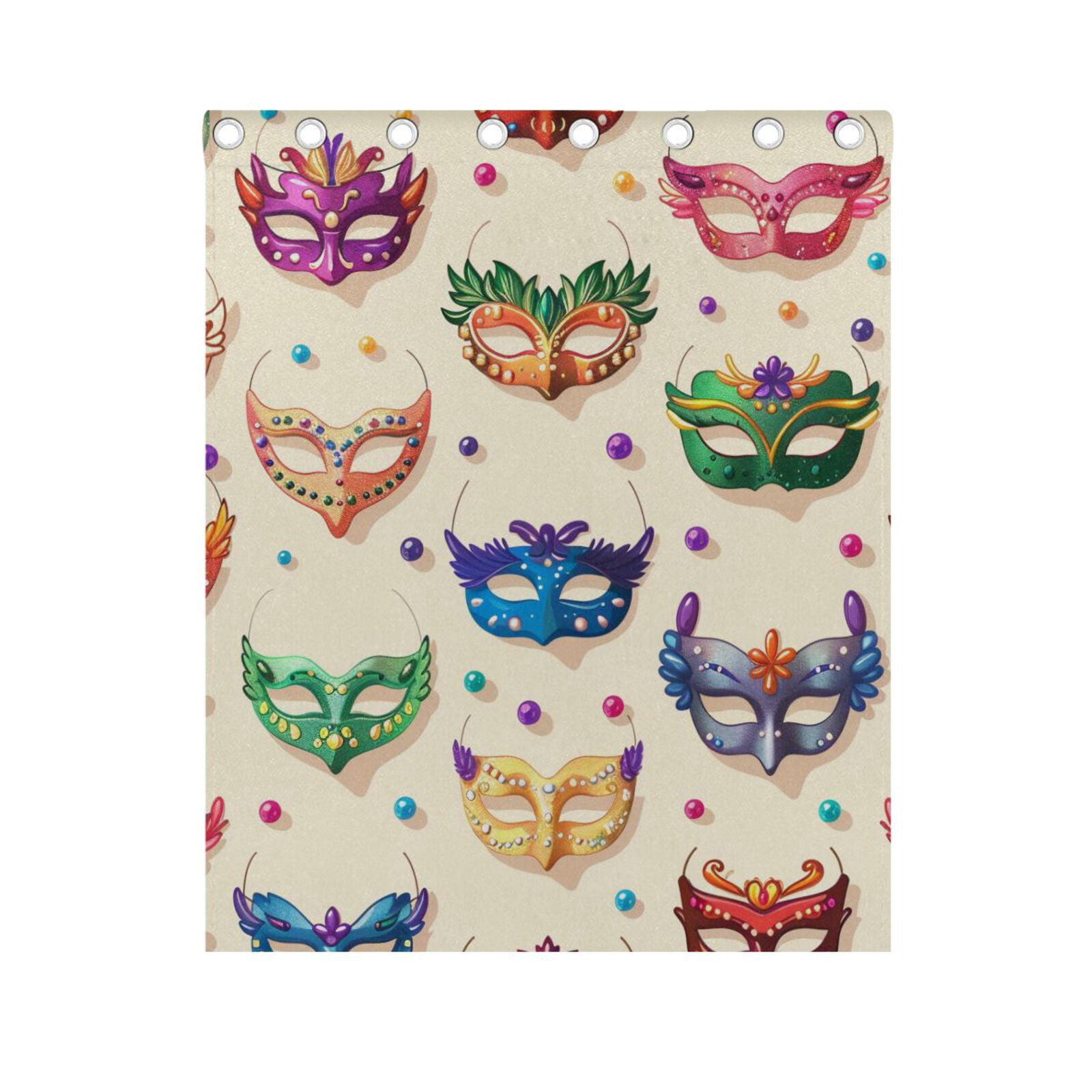 Carnival Masks Beads Curtains Black Out Curtains for Sliding Glass Doors Bedroom Living Room Bathroom 2 Panels Set