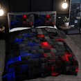 thumbnail image 3 of 3Piece Grid Duvet Cover Set UltraSoft, Breathable Fabric includes 1 Duvet Cover 2 Pillowcases 26s, 3 of 5