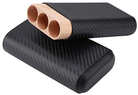 3 Tube Black Cigar Box Cigar Storage Box Mini Cigar Humidor Creative Cigar Humidor Cedarwood Cigar Humidor for Home and Travel