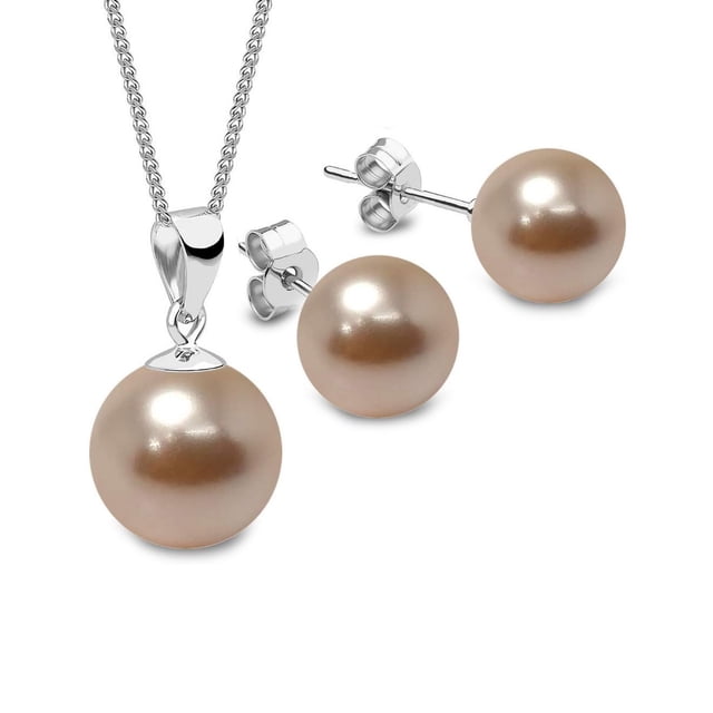 Juego Zvezda Crystals Pearls color Peach plata .925 Zvezda ZJU-PRL10-PEA-P