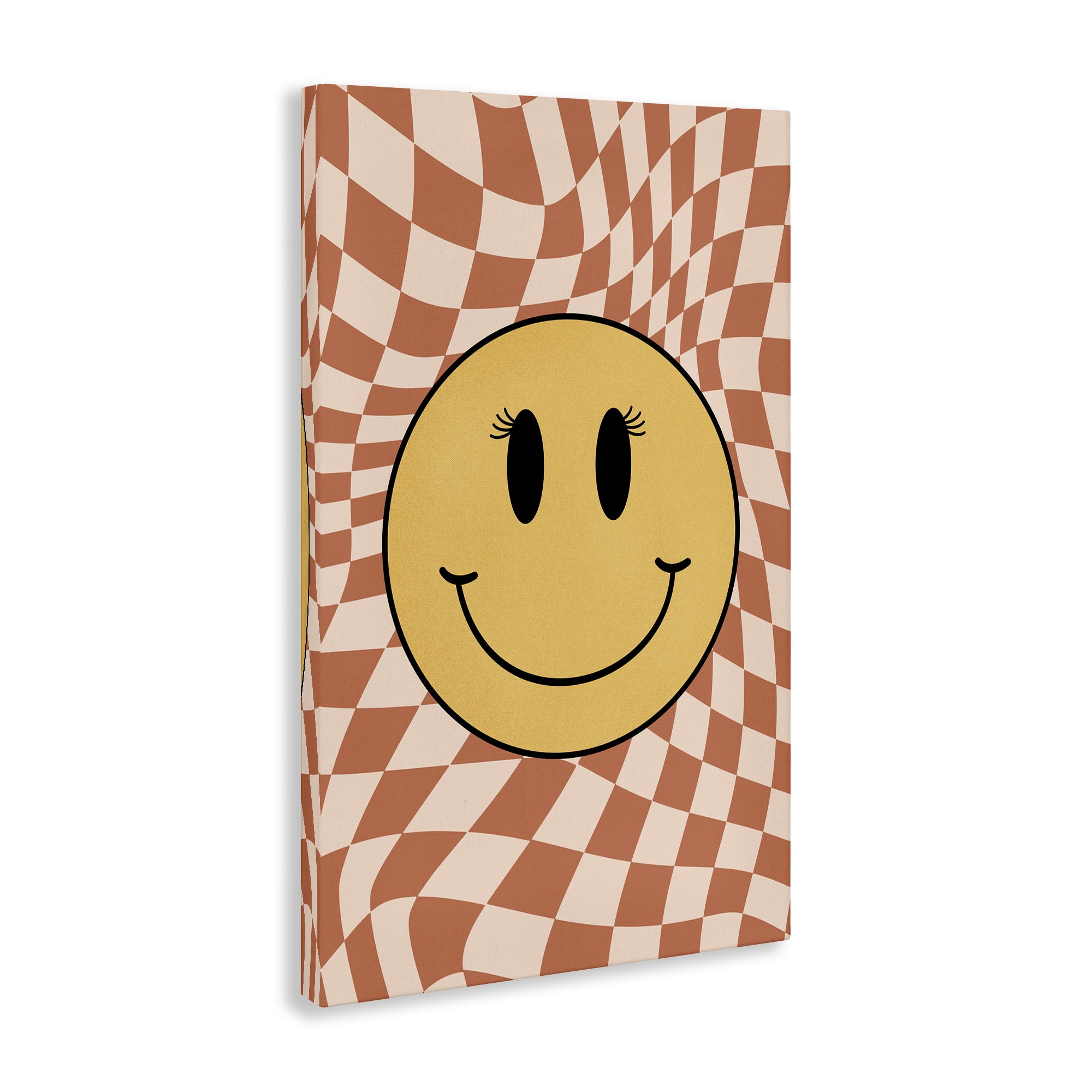 Stupell Industries Wavy Checkered Smiley Novelty Painting Gallery Wrapped Canvas Art Print Wall Art, 30 x 45