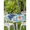 thumbnail image 2 of Outdoor Tablecloth with Umbrella Hole and Zipper, Teal Blue Christmas Round Table Cloth 60 Inch Waterproof Tablecloth, Santa Xmas Tree Snowflake Winter Picnic Table Cover for Patio Camping, 2 of 7